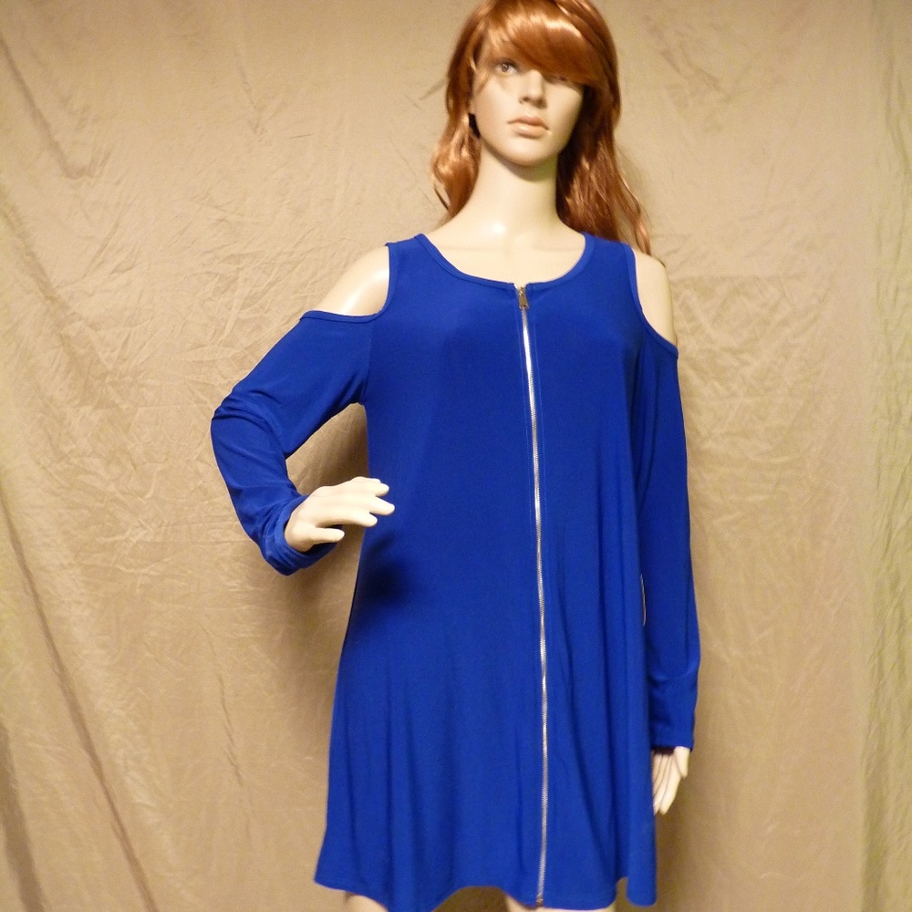 Pinc Tunic Royal Blue Cold Shoulder Size XL